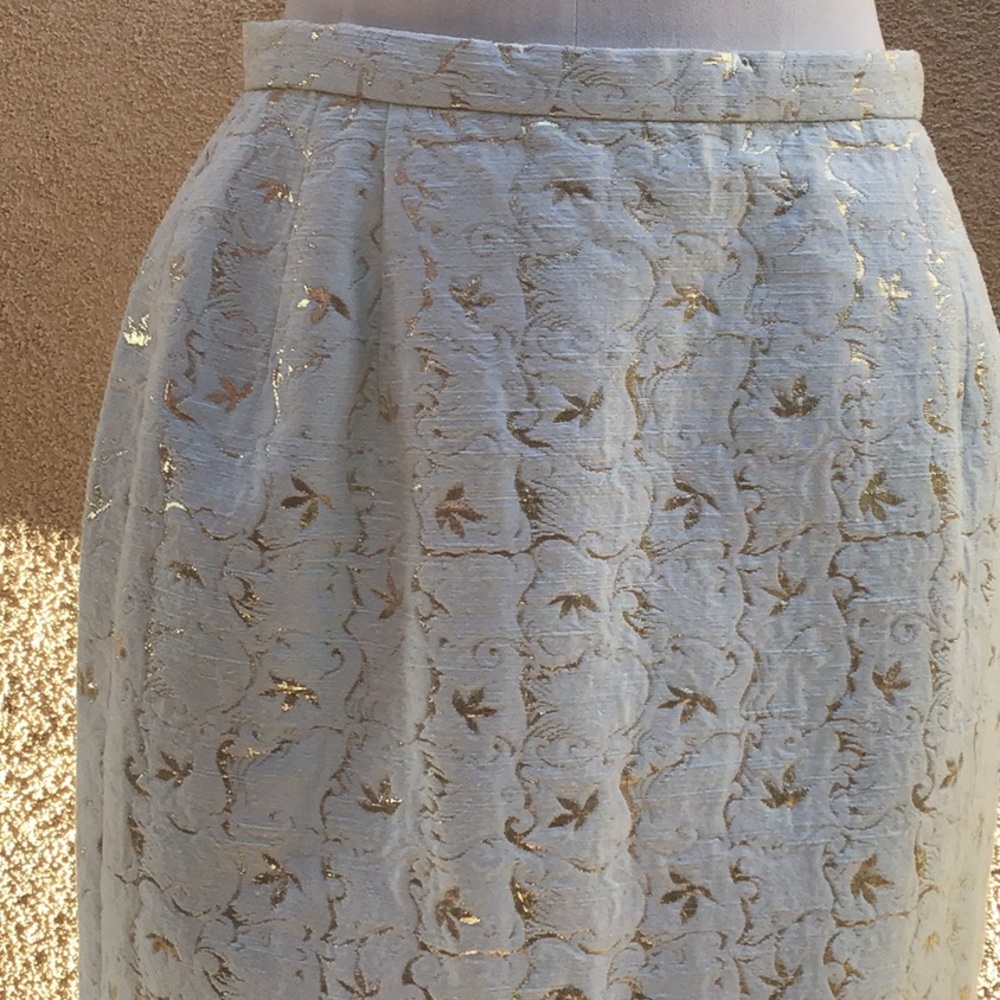 VTG Mary McFadden Lurex Leaf Pencil Skirt S - Picture 8 of 12